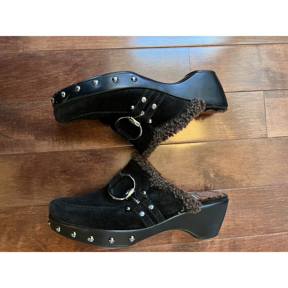 Vintage Y2K Stuart Weitzman Circuit Cola Sport Suede Black Clog Women’s 8 - Picture 4 of 10